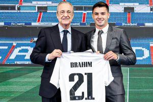 Brahim Díaz con Florentino Pérez